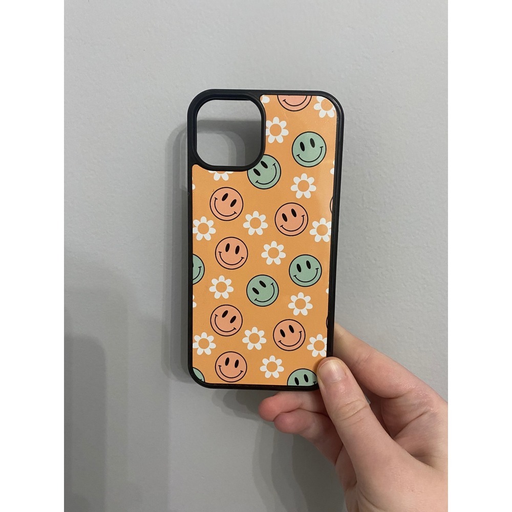 iPhone 13 Phone Case‎ Unisex Orange Retro Smiley Face Daisy Floral Bumper
